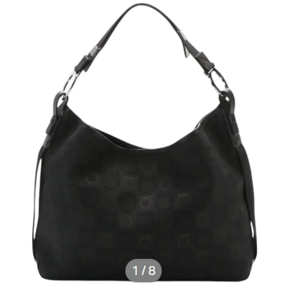 Salvatore Ferragamo Gancini Canvas Shoulder Bag - Picture 10 of 14